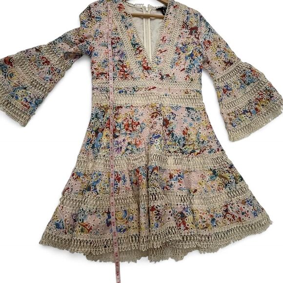 Aqua Print Ruffled Cotton Mini Dress - Picture 7 of 8